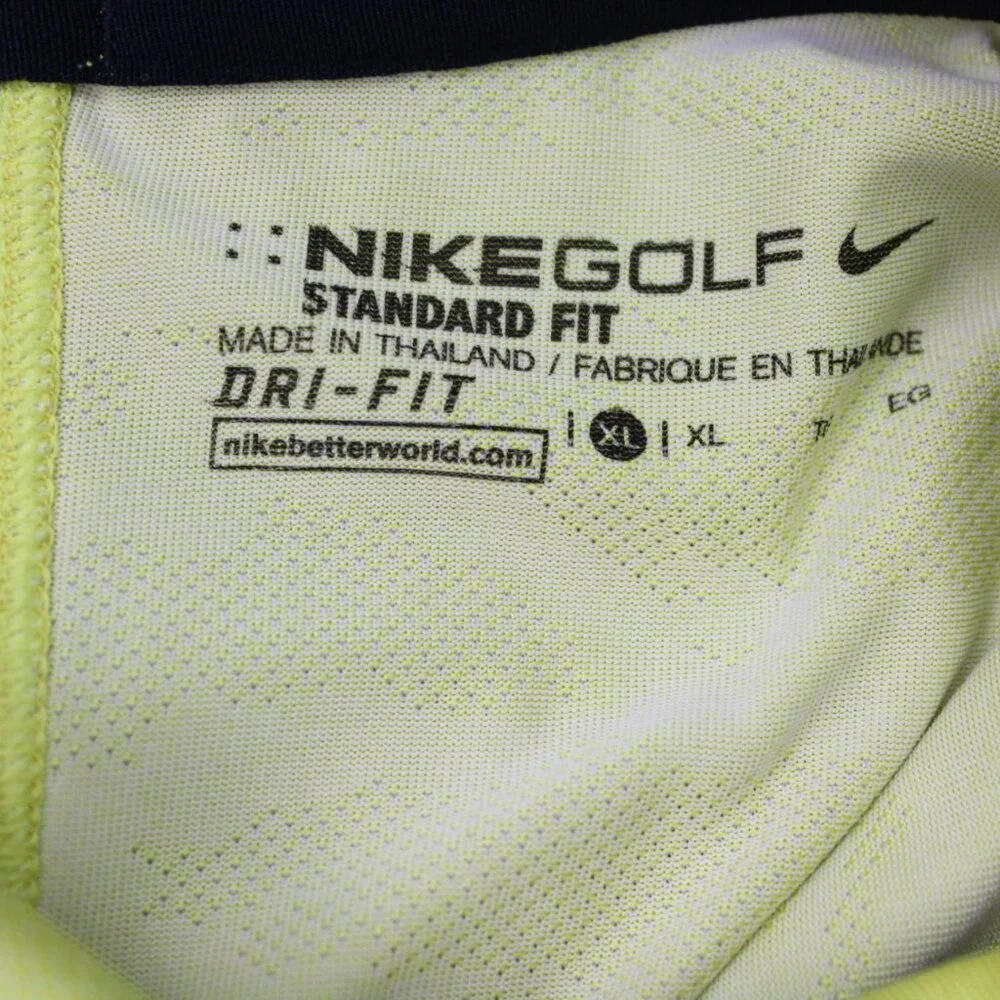 Nike Golf Polo Mens XL Yellow Icon‎ Jacquard Camo Standard Fit Dri-Fit S/S